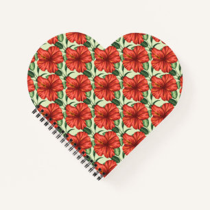 Tropical floral seamless pattern red flowers notebook