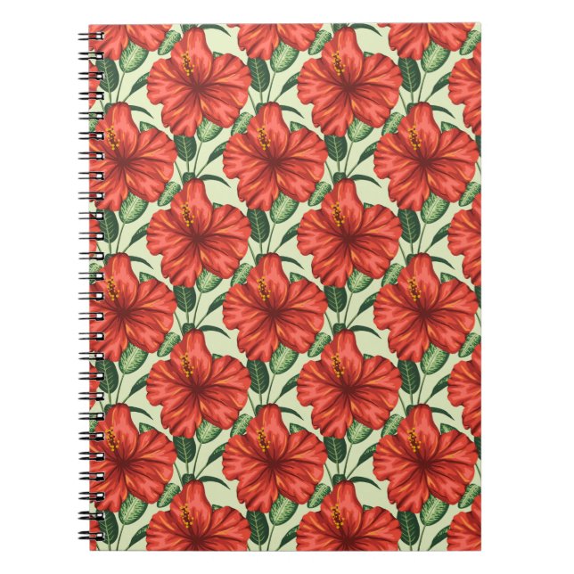 Tropical floral seamless pattern red flowers notebook (Front)