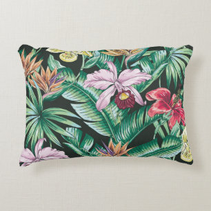 Tropical floral seamless pattern with exotic flowe decorative cushion