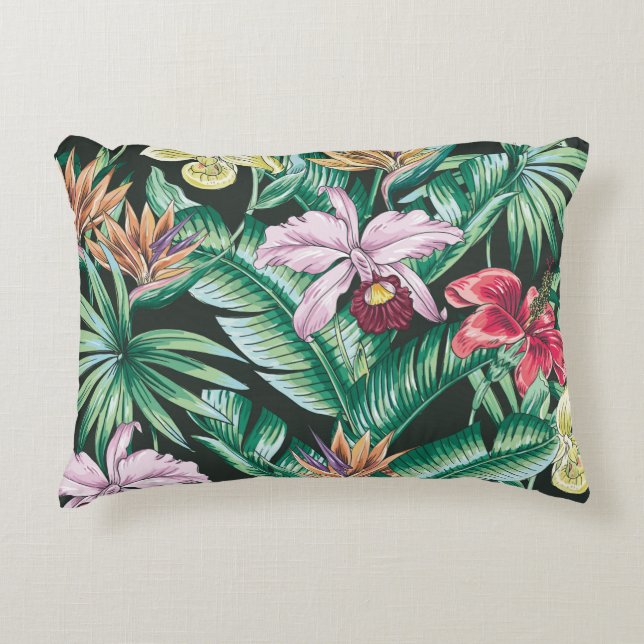 Tropical floral seamless pattern with exotic flowe decorative cushion (Front)