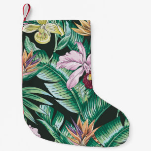 Tropical floral seamless pattern with exotic flowe small christmas stocking