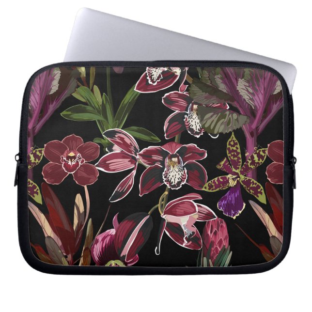 Tropical floral seamless pattern with orchids. laptop sleeve (Front)