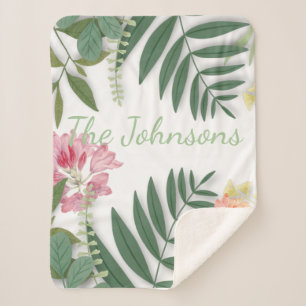 Tropical Floral Sherpa Blanket