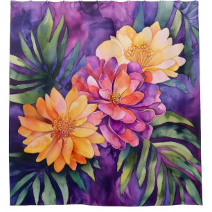 tropical floral shower curtain