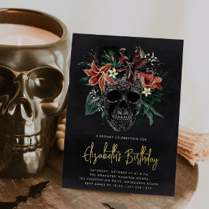 Tropical Floral Skull Halloween Birthday Party