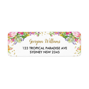 Tropical Floral Summer Aloha Return Address Label