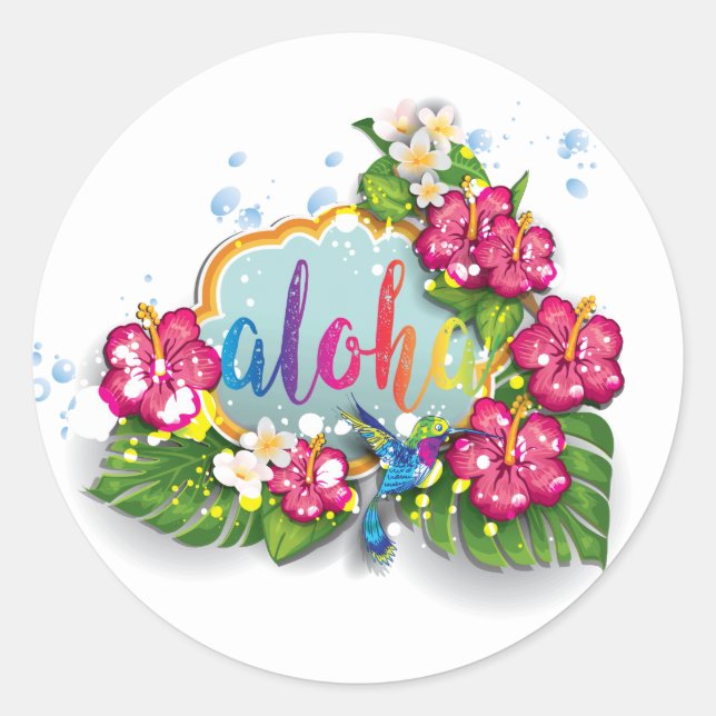 Tropical Floral Summer Aloha sticker (Front)