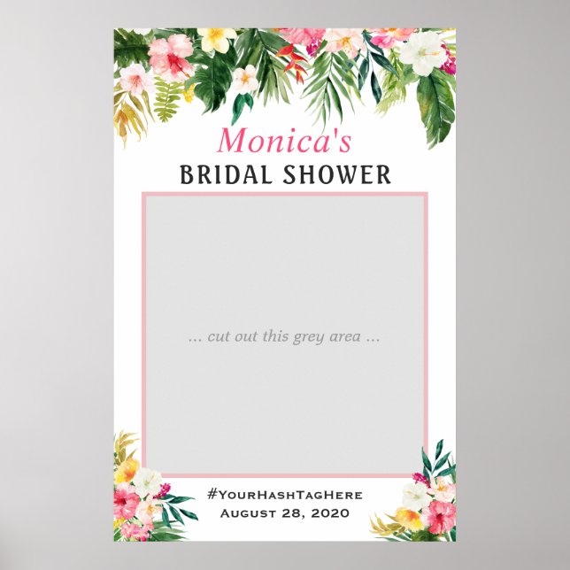 Tropical Floral Summer Bridal Shower Photo Prop Poster (Front)