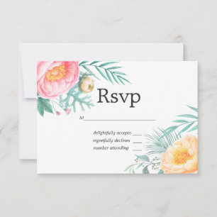 Tropical Floral Summer Pastel Floral Wedding RSVP