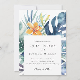 Tropical Floral Summer Watercolor Wedding Invitation