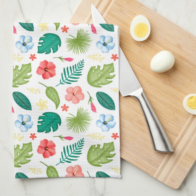 Tropical Floral Tea Towel (Quarter Fold)