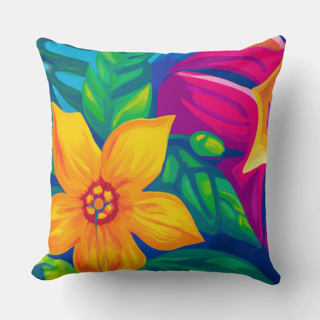 Tropical floral throw pillow (Front)