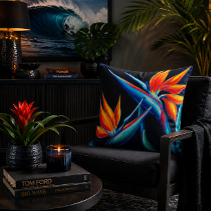 Tropical floral throw pillow