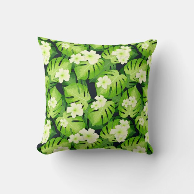 Tropical Floral Throw Pillow (Front)