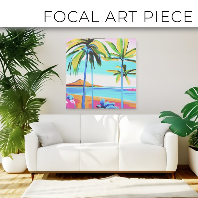 Tropical floral throw pillow canvas print (Creator Uploaded)