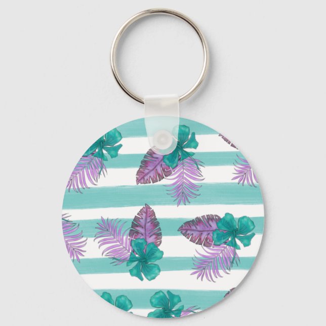 Tropical Floral Umbrella Key Ring (Front)