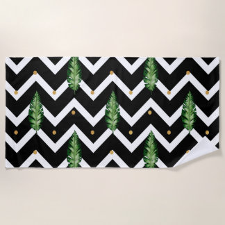 Tropical Floral Vines Beach Towel