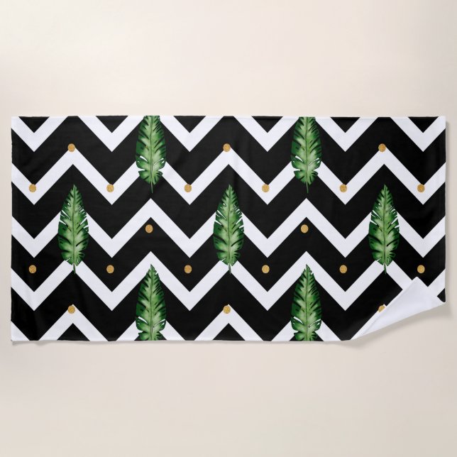 Tropical Floral Vines Beach Towel (Front)