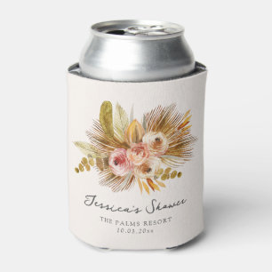 Tropical Floral Vintage Bridal Shower Can Cooler
