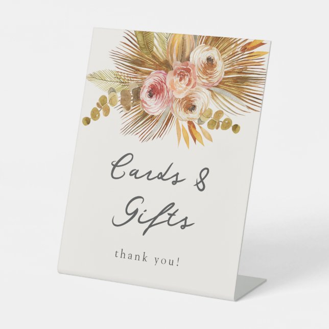 Tropical Floral Vintage Cards & Gifts Pedestal Sign (Front)