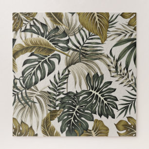 Tropical floral vintage, grey foliage, seamless. jigsaw puzzle