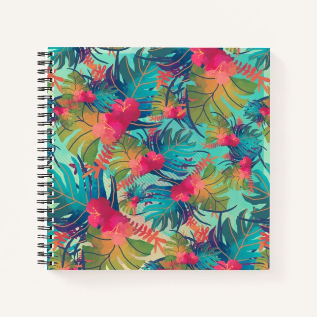 Tropical Floral Watercolor Guestbook Notebook (Front)