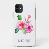 Tropical Floral Watercolor Hibiscus Personalised