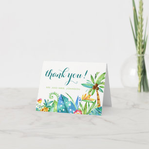 Tropical Floral Watercolor Thank You Note