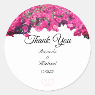 Tropical Floral Wedding Classic Round Sticker
