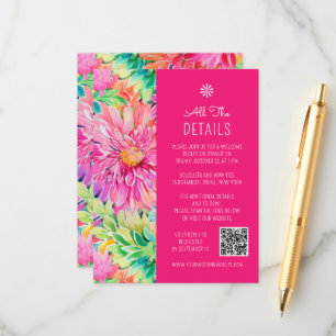 Tropical Floral Wedding Details QR Code Enclosure Card