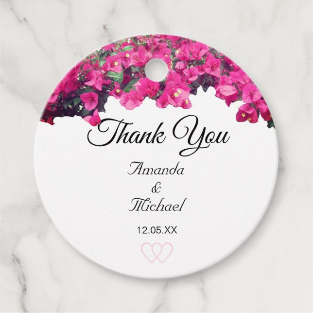 Tropical Floral Wedding Favour Tags (Front)