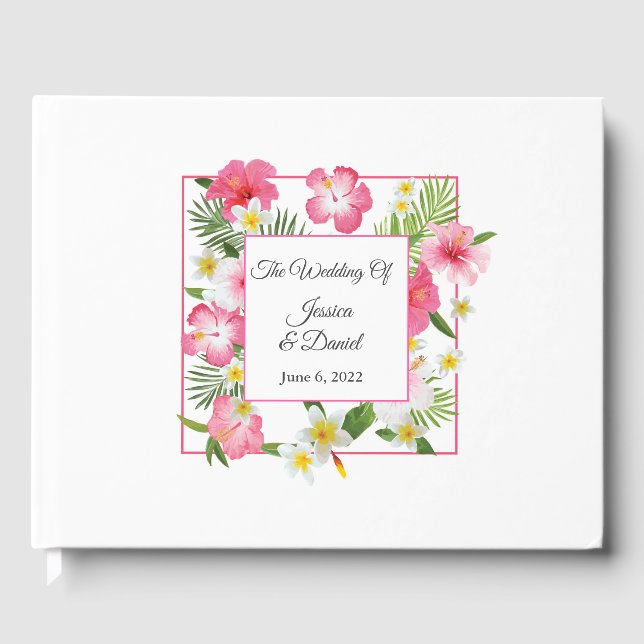 Tropical Floral Wedding Guest Book (Front)