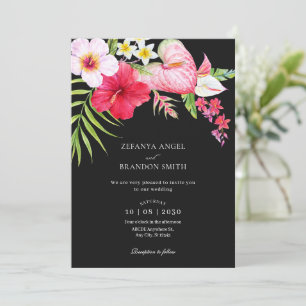 Tropical floral wedding invitation