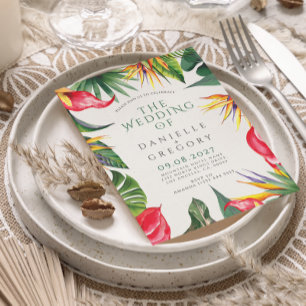 Tropical Floral Wedding Invite with Bold Foliage