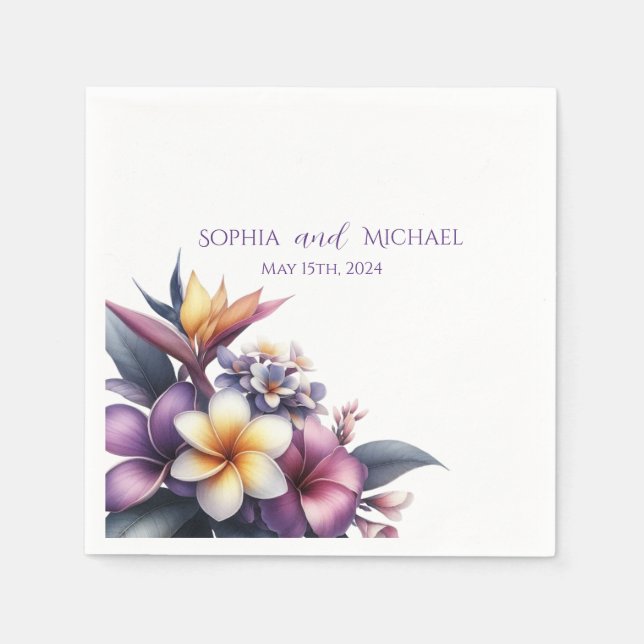 Tropical Floral-Wedding- Napkins (Front)