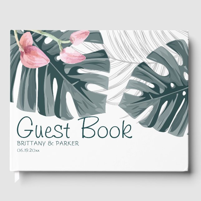 Tropical Floral Wedding Personalised Guest Book (Front)