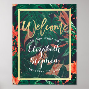Tropical Floral Wedding Reception Welcome Sign
