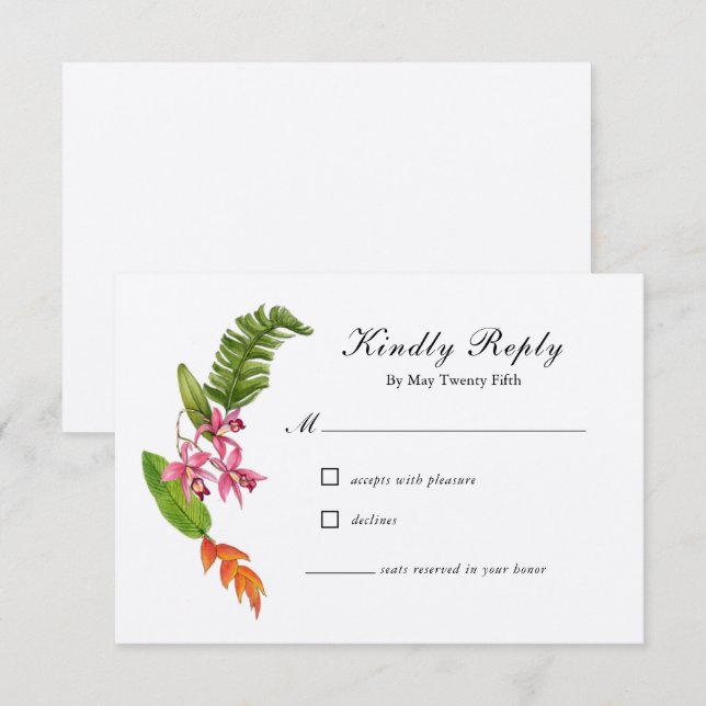 Tropical floral Wedding RSVP Card (Front/Back)