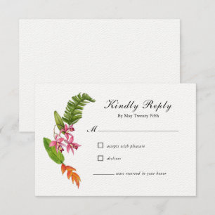 Tropical floral Wedding RSVP Card