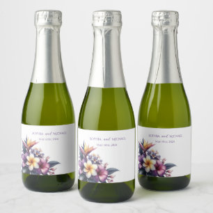 Tropical Floral-Wedding Sparkling Wine Label