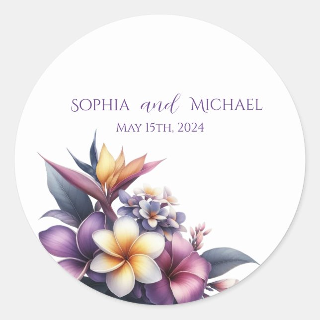 Tropical Floral- Wedding Stickers (Front)