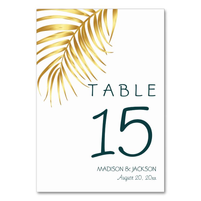 Tropical Floral Wedding Table Number (Front)