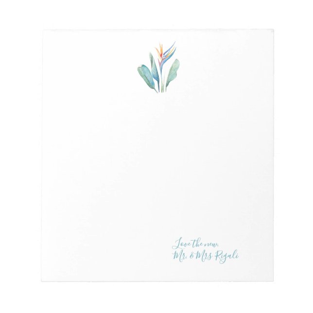 Tropical Floral Wedding Thank You Watercolor Notepad (Front)