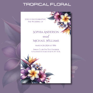 Tropical Floral Wedding Theme Invitation
