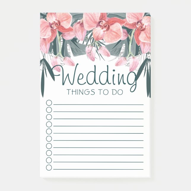Tropical Floral Wedding To Do List Post-it Notes (Front)
