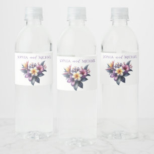 Tropical Floral-Wedding  Water Bottle Label
