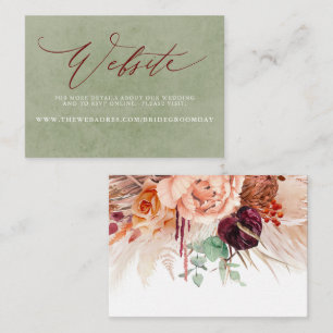 Tropical Floral Wedding Website Card