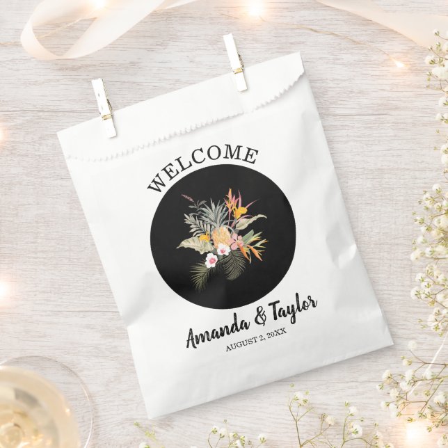 Tropical Floral Wedding Welcome Favour Bags (Clipped)