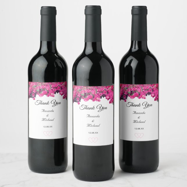 Tropical Floral Wedding Wine Label (Bottles)