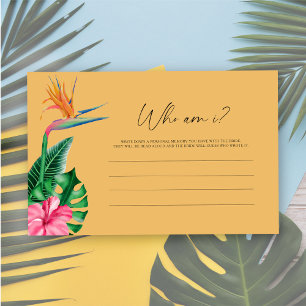 Tropical floral - Who am I bridal shower game Stationery